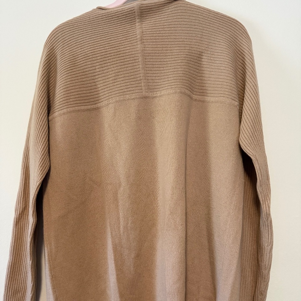 Tory Burch Deanna Cashmere Long Ribbed Sweater Tan XLarge - Picture 3 of 4